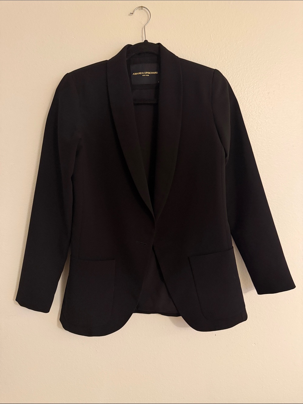 Amanda Uprichard Black Shawl Collar Blazer Jacket.